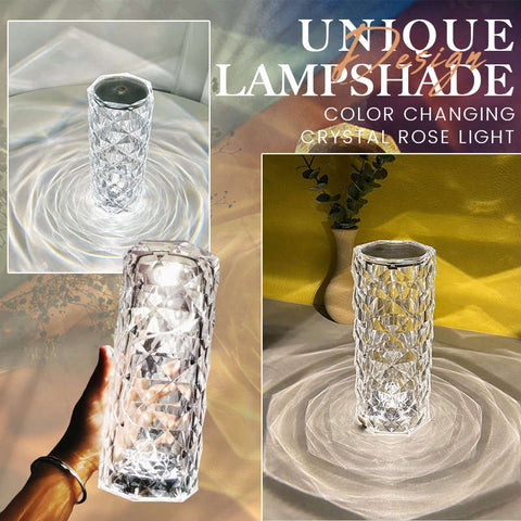 USB Rechargeable Crystal Rose Diamond Touch Lamp LED With RGB 16 Colors and Remote