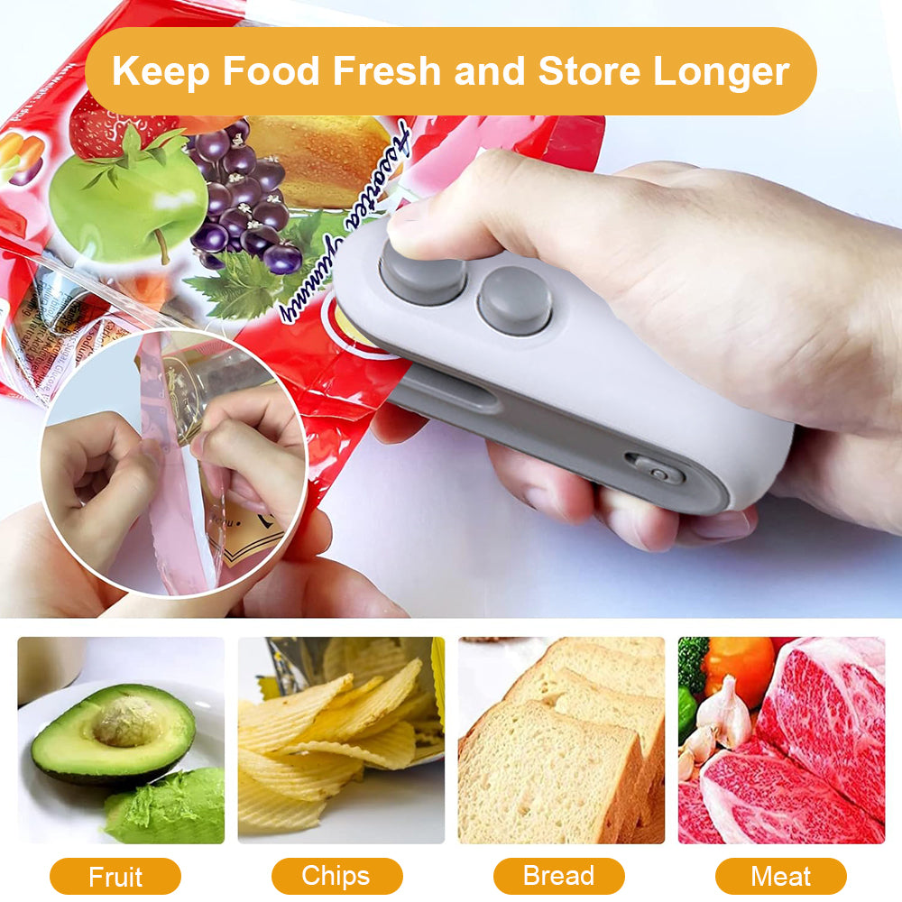 Rechargeable 2-in-1 Mini Food Bag Sealer & Cutter – Portable for Home & Outdoor Use