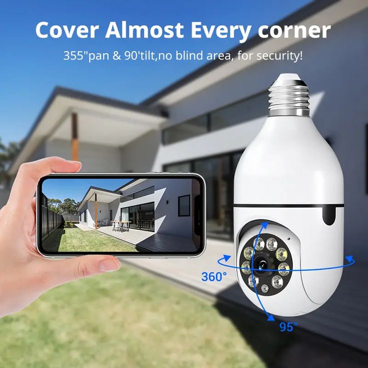 Light Bulb 1080P Security Wireless Camera Wifi Smart for home surveillance Screw into the E27 light bulb socket Spotlight Alarm Color night vision Two-way talk Motion Alarm PTZ 360 Degree