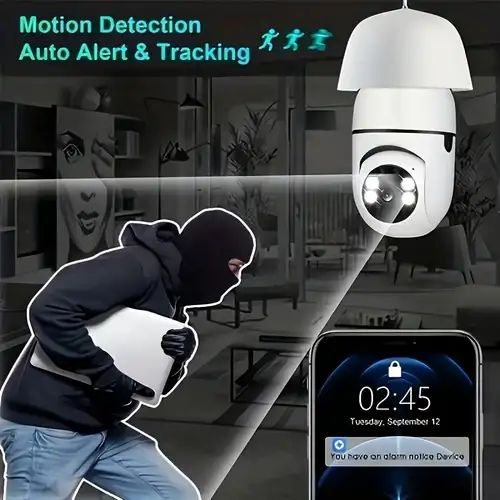 Light Bulb 1080P Security Wireless Camera Wifi Smart for home surveillance Screw into the E27 light bulb socket Spotlight Alarm Color night vision Two-way talk Motion Alarm PTZ 360 Degree