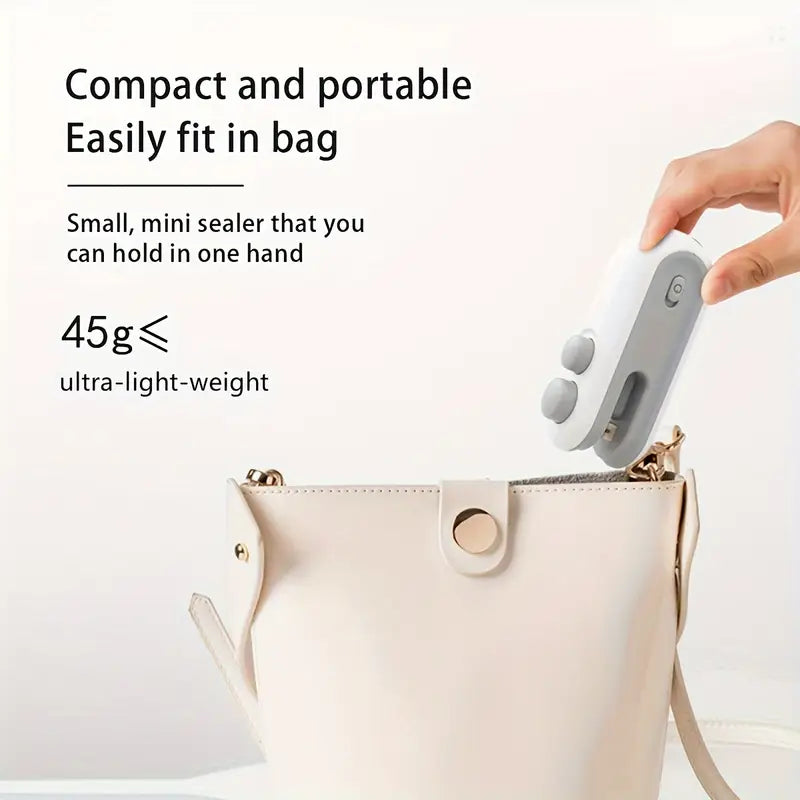 Rechargeable 2-in-1 Mini Food Bag Sealer & Cutter – Portable for Home & Outdoor Use