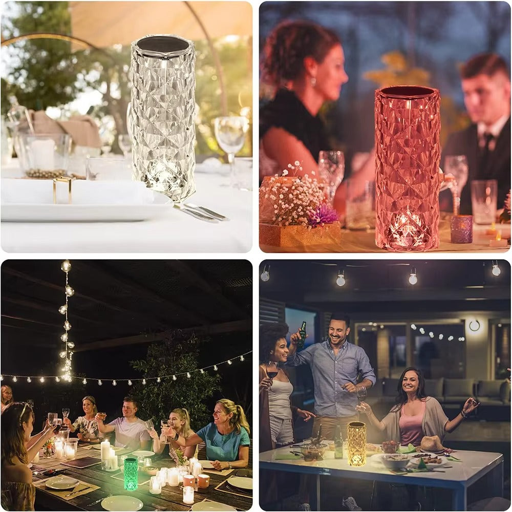 USB Rechargeable Crystal Rose Diamond Touch Lamp LED With RGB 16 Colors and Remote