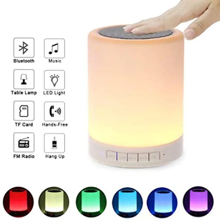 Wireless Bluetooth Touch Lamp & Portable Bass Speaker – Compatible with Android, iOS, and Windows Devices